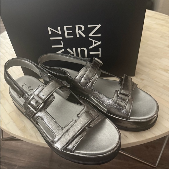 Naturalizer Metallic Pewter Sandals - Picture 1 of 7